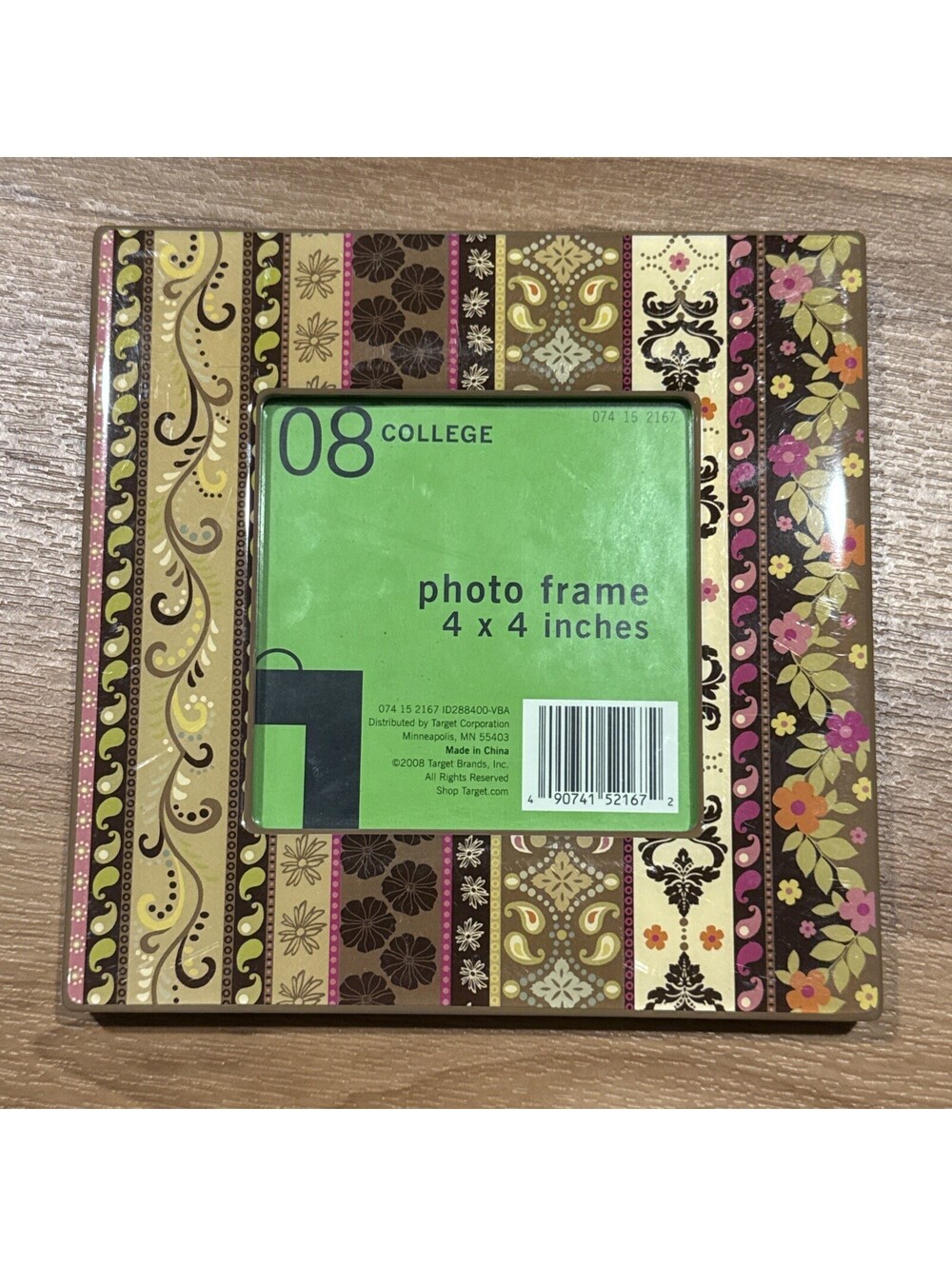 4x4 Photo Frame Floral Paisley Patchwork Brown Pink Green Target College 2008